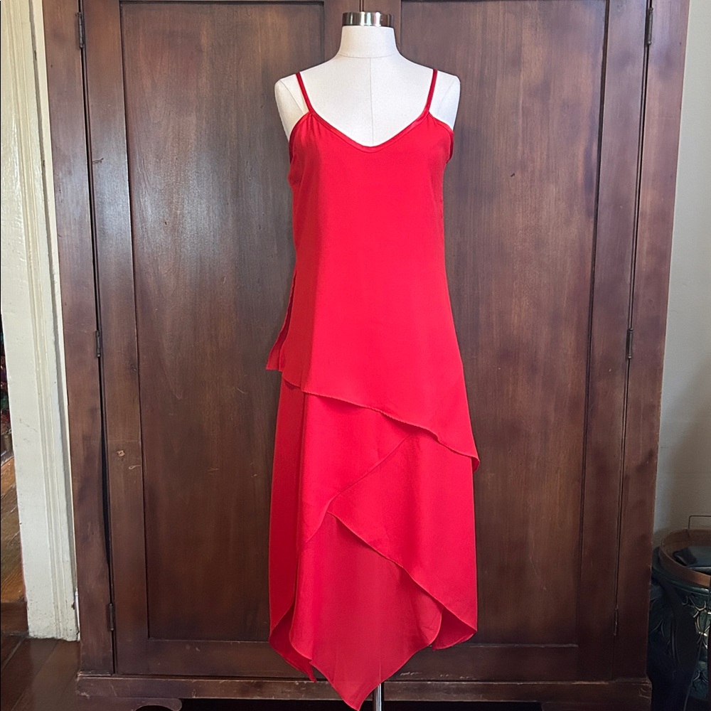 Vintage Red Chiffon Slip Dress 8
